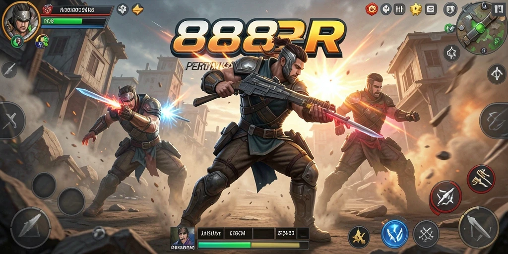 Screenshot gameplay <strong>888R</strong> menampilkan pertarungan aksi yang seru.