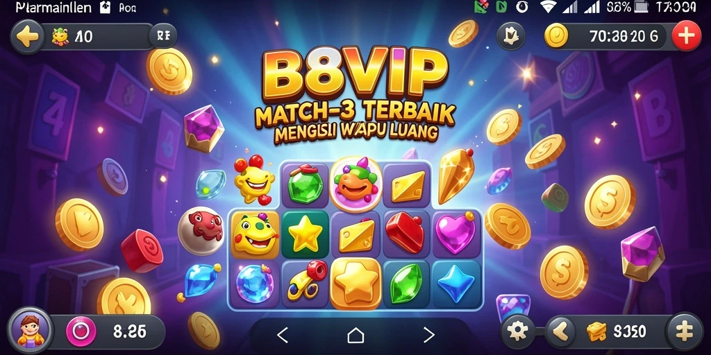 Screenshot gameplay B8VIP menampilkan momen seru permainan Match-3.
