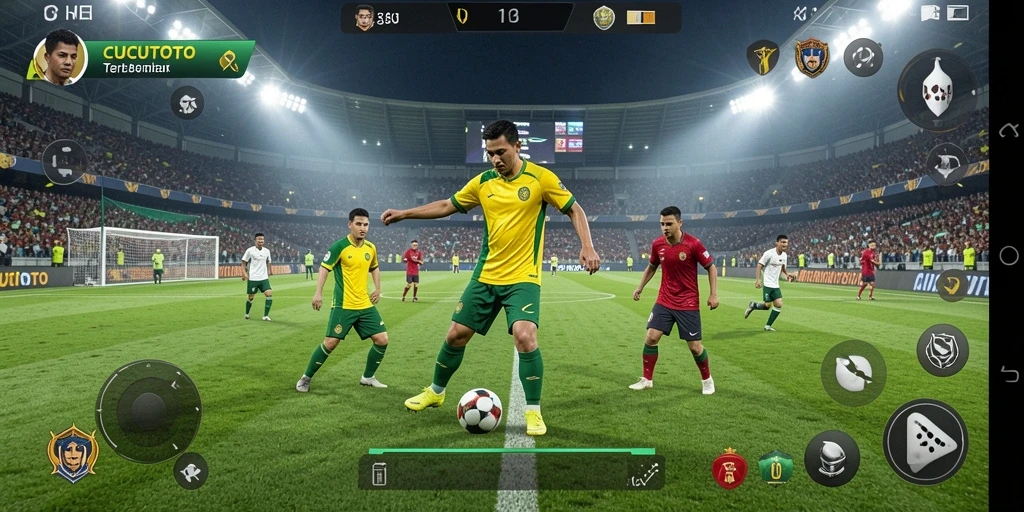 Tampilan utama <strong>CUCUTOTO</strong> dengan gameplay sepak bola yang seru.