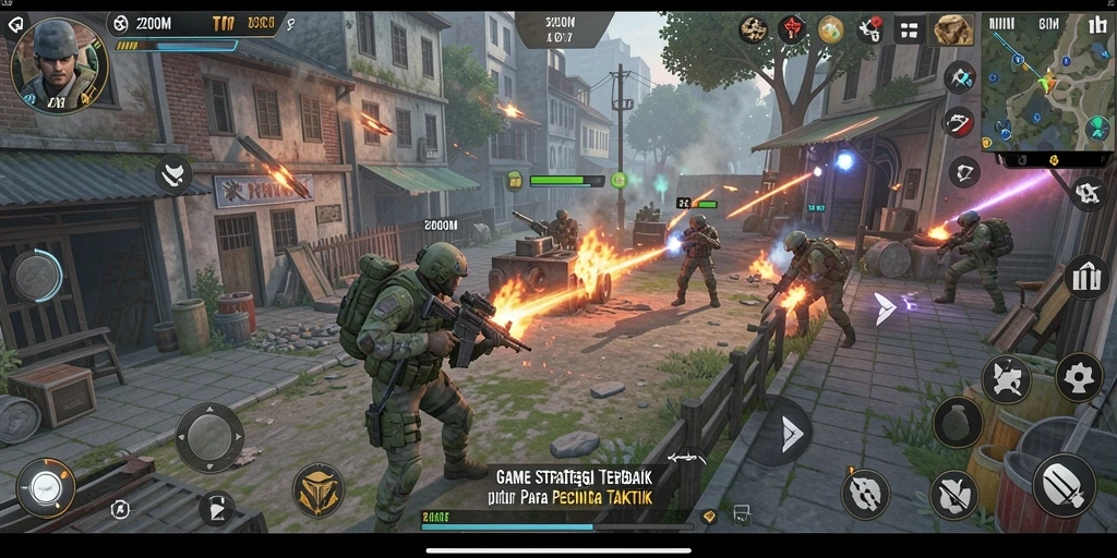 Screenshot D200M menunjukkan aksi gameplay strategi yang mendebarkan.