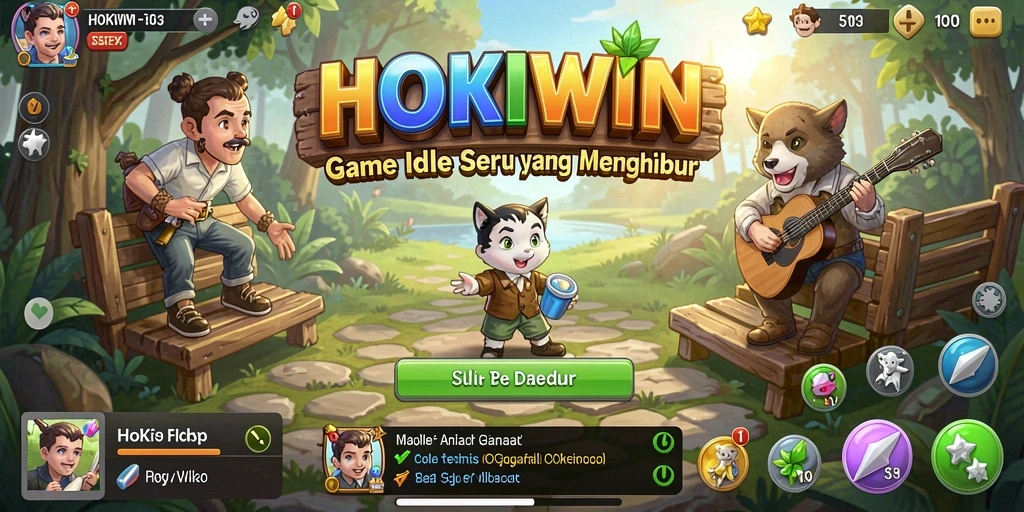 Tampilan gameplay HOKIWIN yang menampilkan karakter dalam aksi Idle.