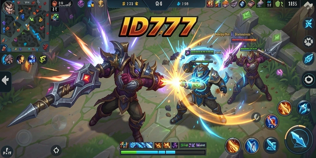 Tampilan gameplay ID777 yang mengesankan dalam pertarungan MOBA.