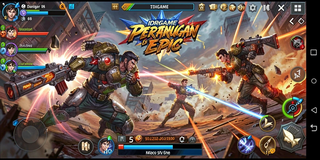 Screenshot utama IDRGAME menunjukkan aksi pertarungan yang seru.