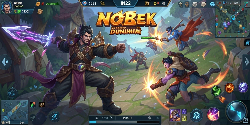 Tangkapan layar utama dari gameplay seru IN22 dalam pertarungan MOBA.
