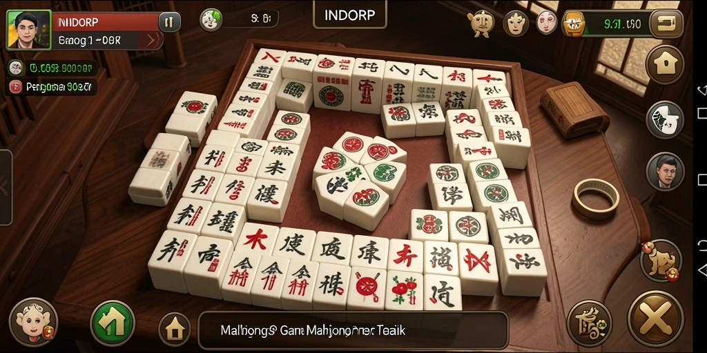 Screenshot utama INDORP menampilkan gameplay Mahjong yang memikat dan menantang.