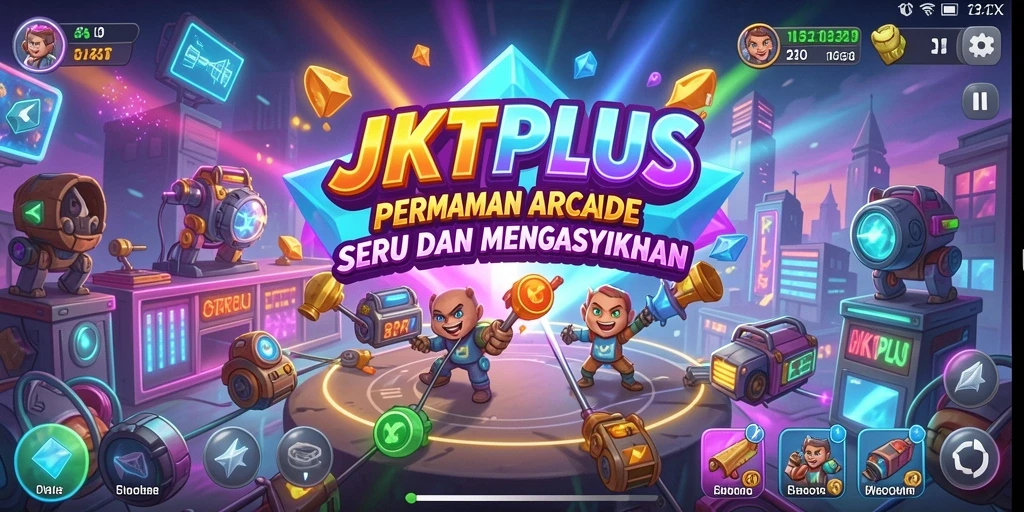 Tangkapan layar menunjukkan gameplay seru JKTPLUS dalam suasana Arcade.