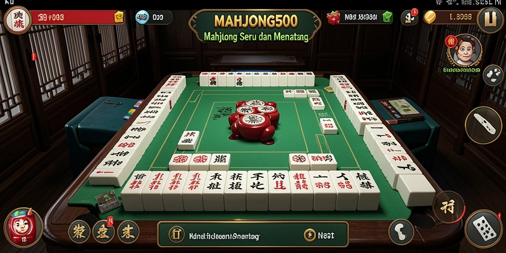 Tampilan gameplay seru di MAHJONG500 dengan berbagai ubin Mahjong.