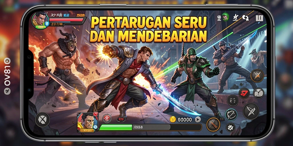 Screenshot OVO88 menampilkan aksi pertarungan yang spektakuler.