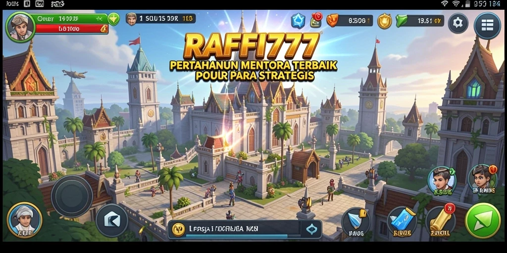 Tampilan menara dan musuh dalam game Tower Defense RAFFI777.