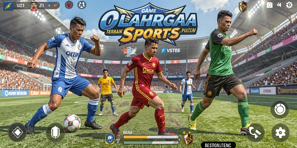 Tampilan gameplay seru V21 dengan aksi olahraga nyata.