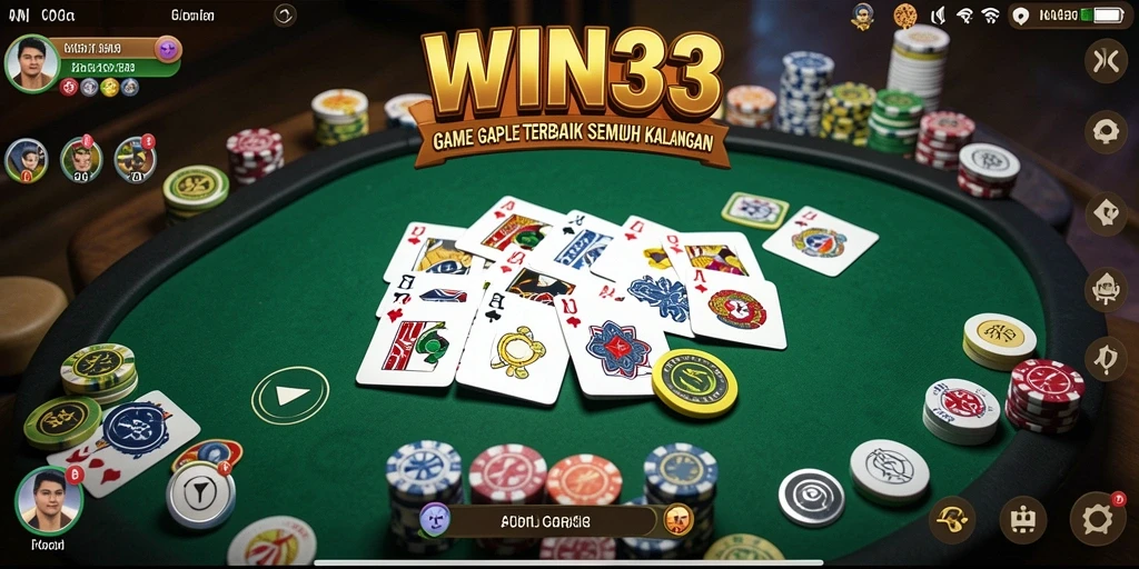 Screenshot gameplay WIN33 menampilkan aksi seru permainan Gaple.