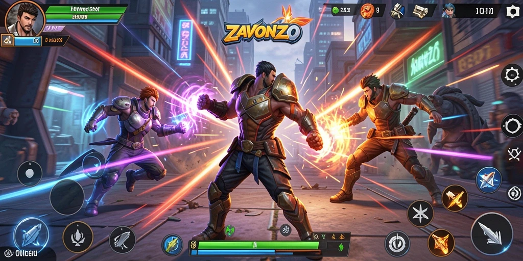 Screenshot ZAVONZO menampilkan aksi pertarungan yang mendebarkan.
